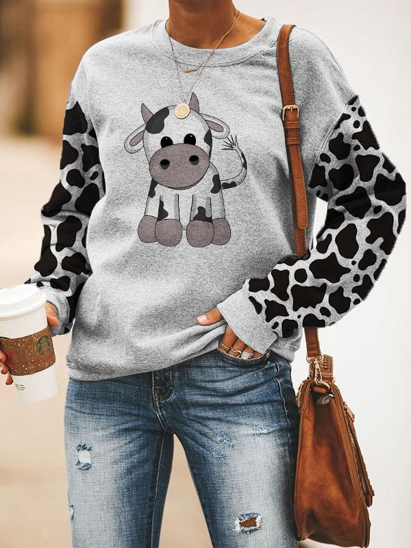 Women's Casual Cow Print Pattern Sweater
