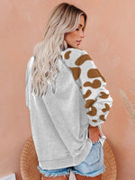 Load image into Gallery viewer, Ladies Current Mooood cow print stitching sweatshirt
