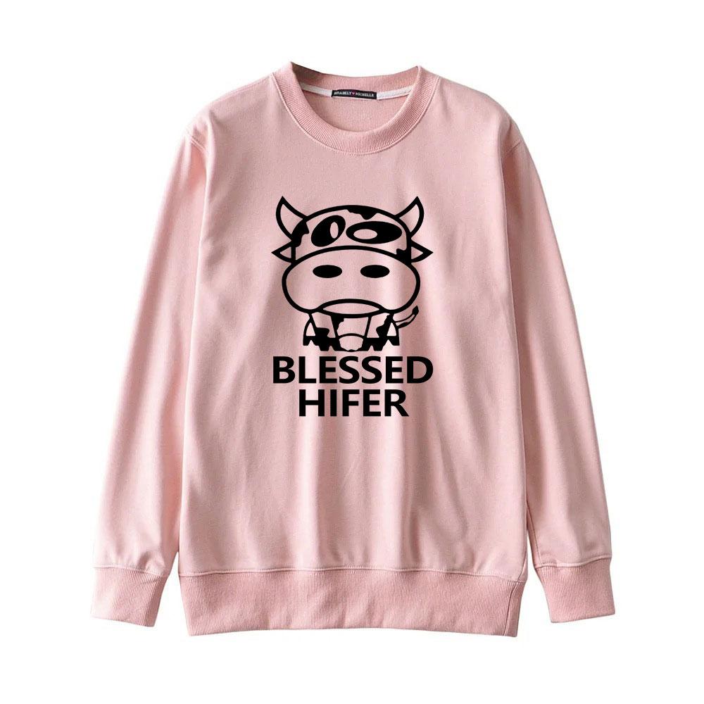 Women's tops BLESSED HIFER cow sweater fashion round neck tops