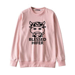 Load image into Gallery viewer, Women&#39;s tops BLESSED HIFER cow sweater fashion round neck tops
