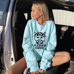 Load image into Gallery viewer, Women&#39;s tops BLESSED HIFER cow sweater fashion round neck tops
