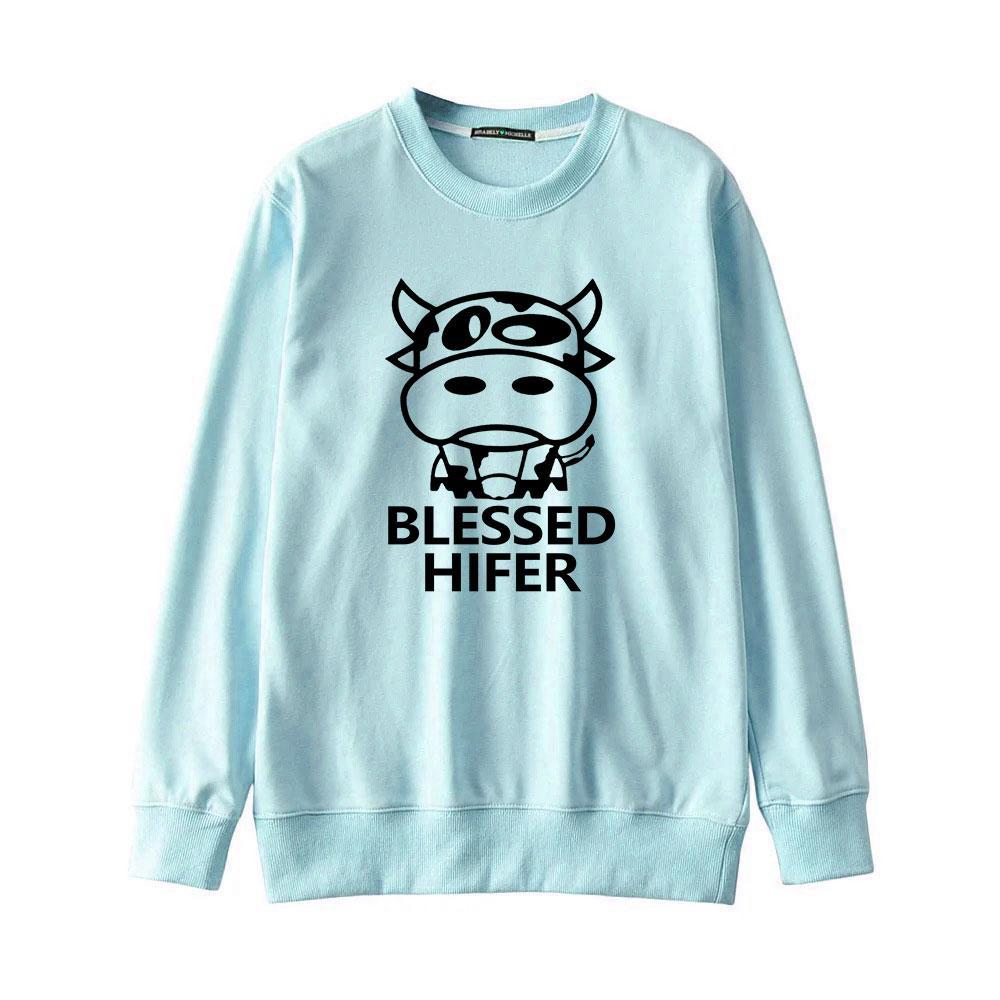 Women's tops BLESSED HIFER cow sweater fashion round neck tops