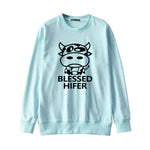 Load image into Gallery viewer, Women&#39;s tops BLESSED HIFER cow sweater fashion round neck tops
