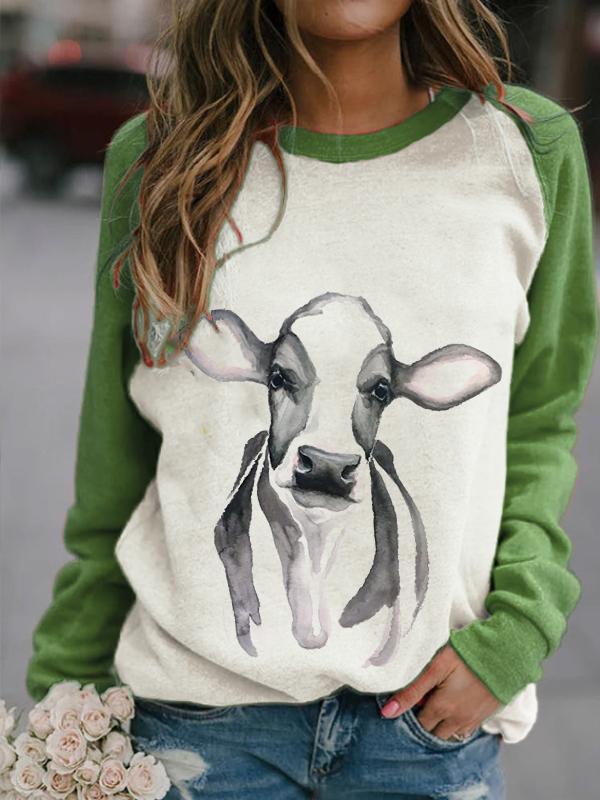 Women's Cow Print Sweatshirt