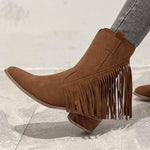 Load image into Gallery viewer, Women&#39;s Retro Fringed Mid-heel Platform Martin Boots
