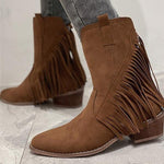 Load image into Gallery viewer, Women&#39;s Retro Fringed Mid-heel Platform Martin Boots
