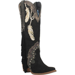 Women Feather Embroidery Western Boots Cowgirl Boots
