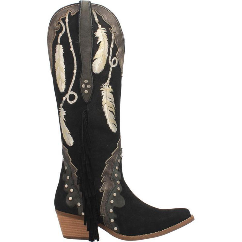 Women Feather Embroidery Western Boots Cowgirl Boots
