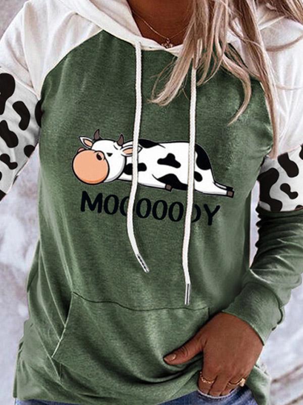 Women's Cute Cow Print Hoodie