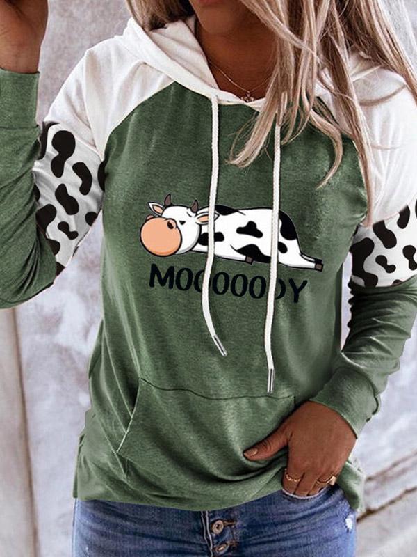 Women's Cute Cow Print Hoodie