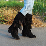 Load image into Gallery viewer, Women&#39;s Retro Fringed Thick Heel Boots
