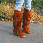 Load image into Gallery viewer, Women&#39;s Retro Fringed Thick Heel Boots
