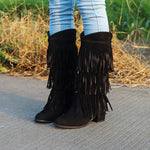 Load image into Gallery viewer, Women&#39;s Retro Fringed Thick Heel Boots
