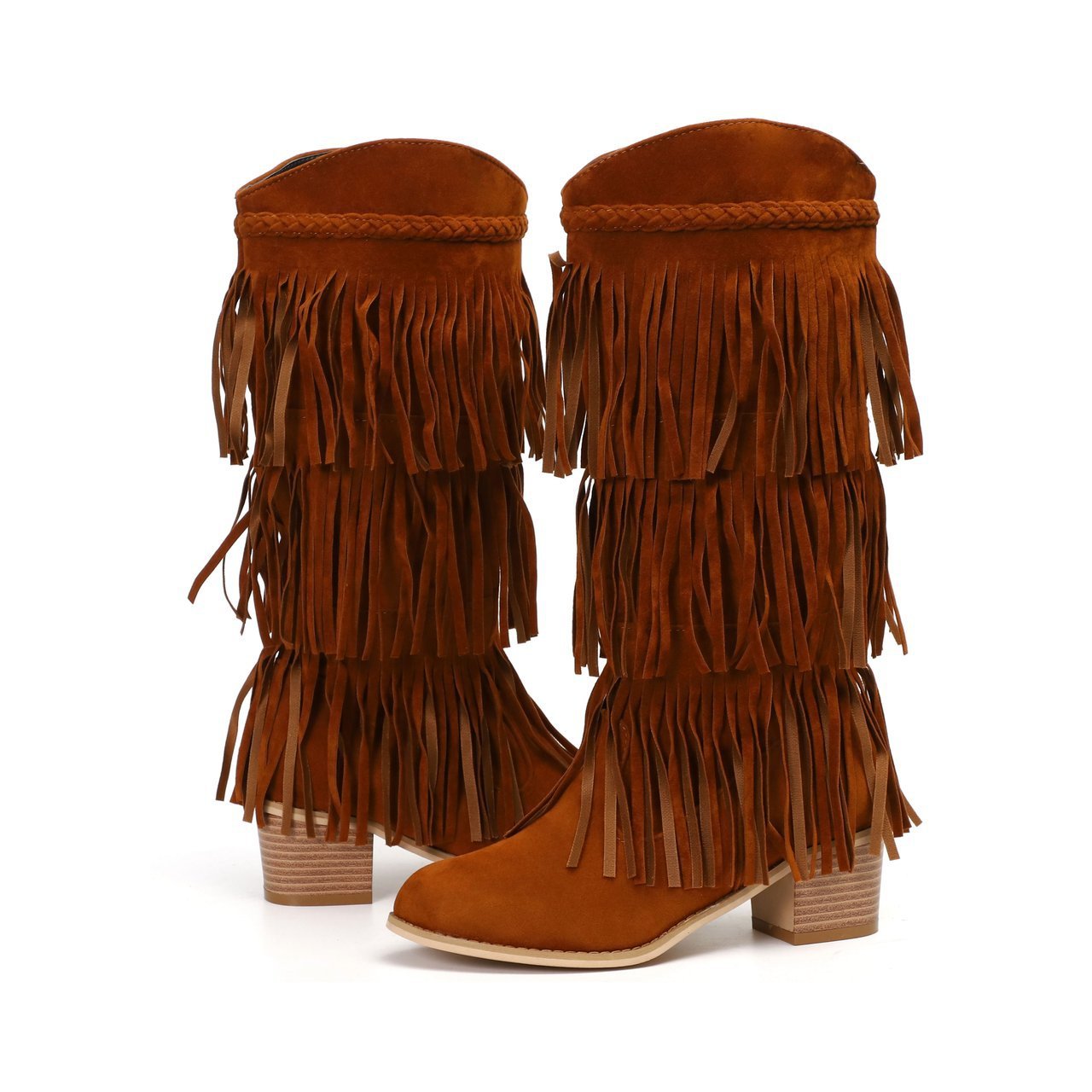 Women's Retro Fringed Thick Heel Boots