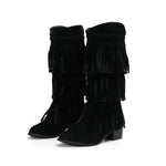 Load image into Gallery viewer, Women&#39;s Retro Fringed Thick Heel Boots
