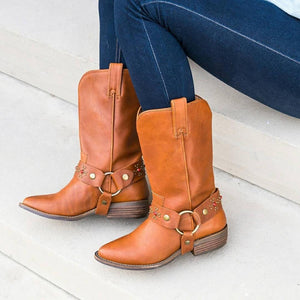 Women Detachable Belt Cowboy Boots——Two Ways To Wear