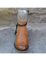 Load image into Gallery viewer, Ladies retro plus wool stitching short boots
