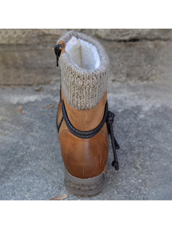 Ladies retro plus wool stitching short boots