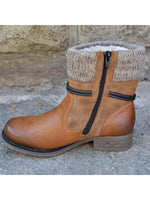 Load image into Gallery viewer, Ladies retro plus wool stitching short boots

