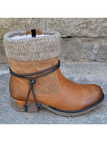 Load image into Gallery viewer, Ladies retro plus wool stitching short boots
