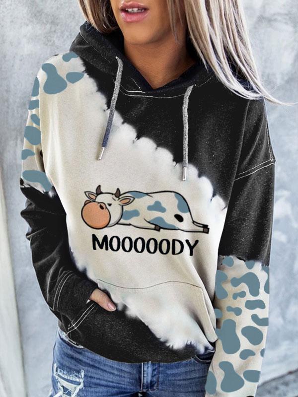Women's cute cow print hoodie