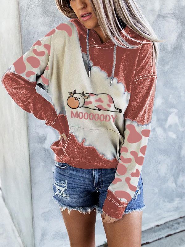 Women's cute cow print hoodie