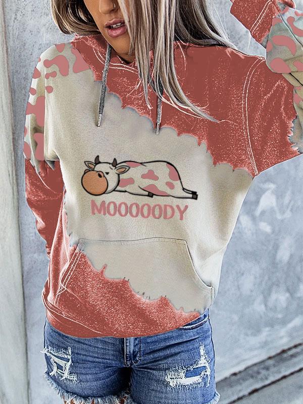 Women's cute cow print hoodie