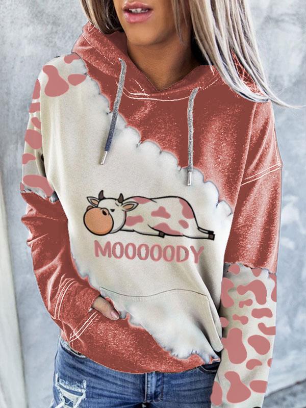 Women's cute cow print hoodie