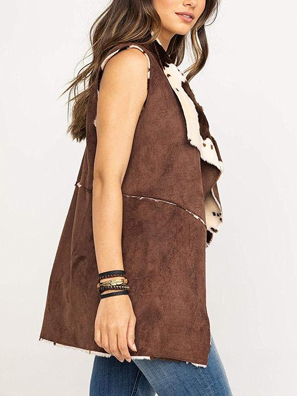 Cowhide Lapels Casual Suede Vest