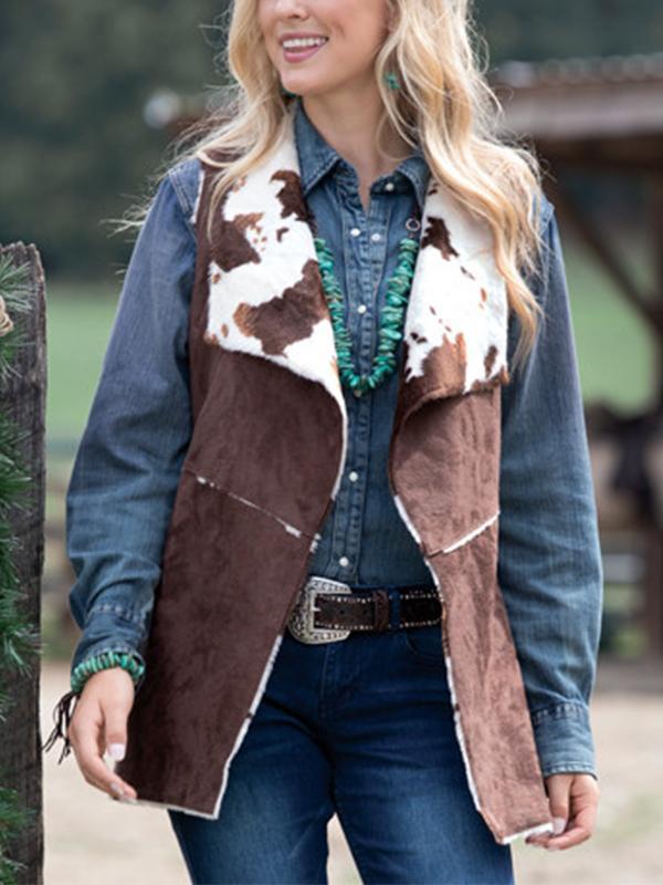 Cowhide Lapels Casual Suede Vest