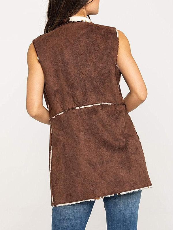 Cowhide Lapels Casual Suede Vest