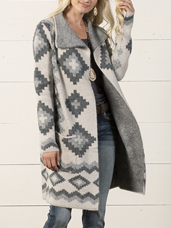 Women's Western Aztec Print Weeping Willow Cardigan