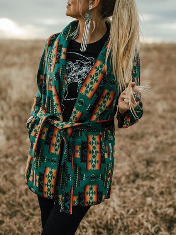 Women's Western Ethnic Print Coat