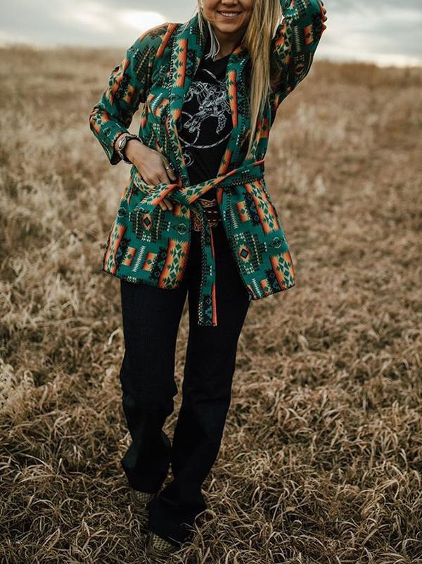 Women's Western Ethnic Print Coat