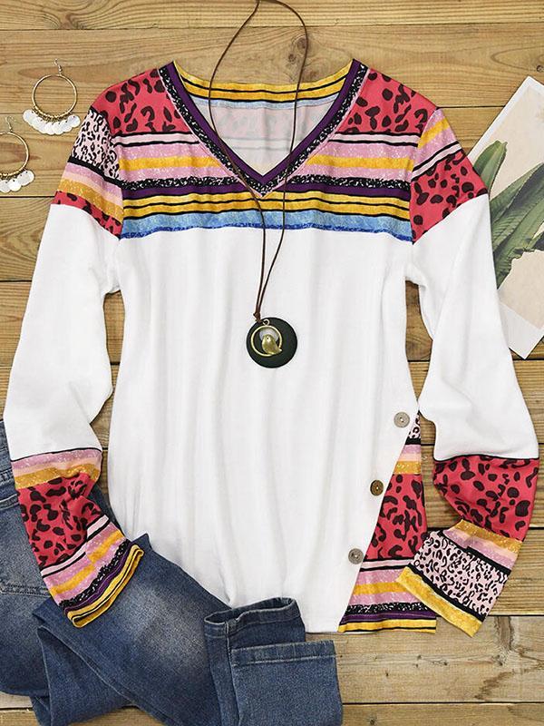 Women's Stripe Printed Long Sleeve Casual Tops