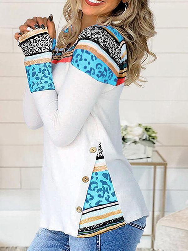 Women's Stripe Printed Long Sleeve Casual Tops