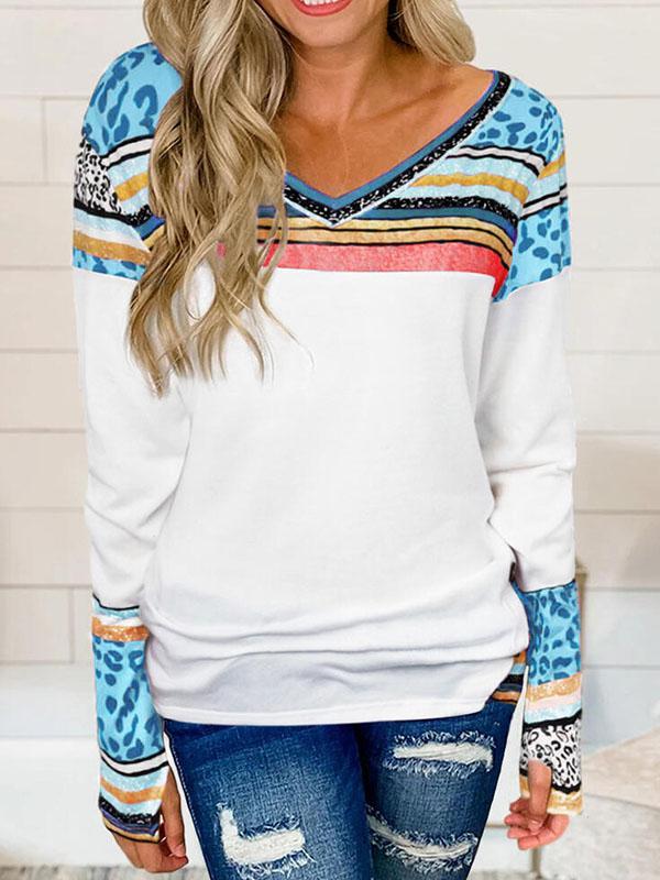 Women's Stripe Printed Long Sleeve Casual Tops