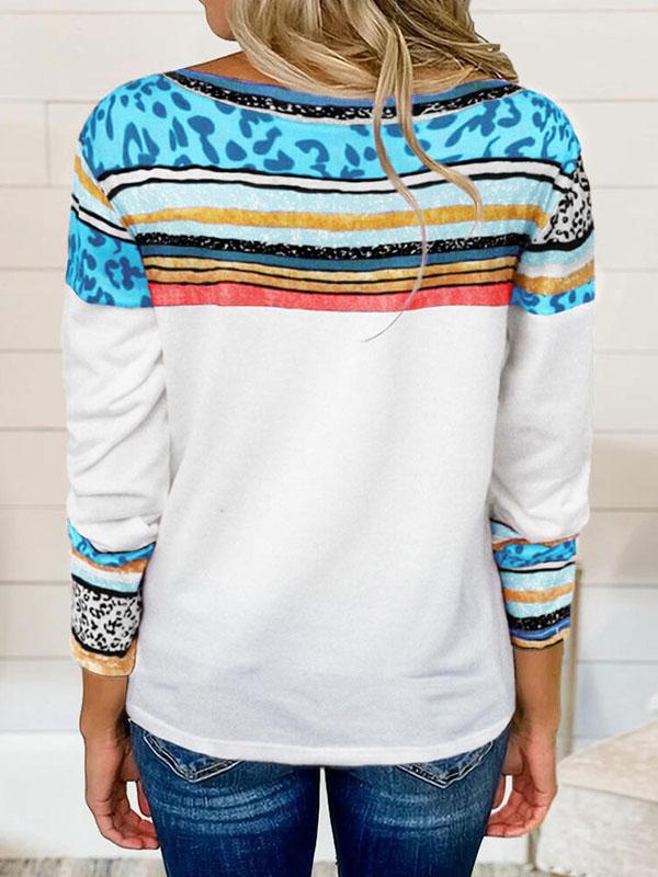 Women's Stripe Printed Long Sleeve Casual Tops