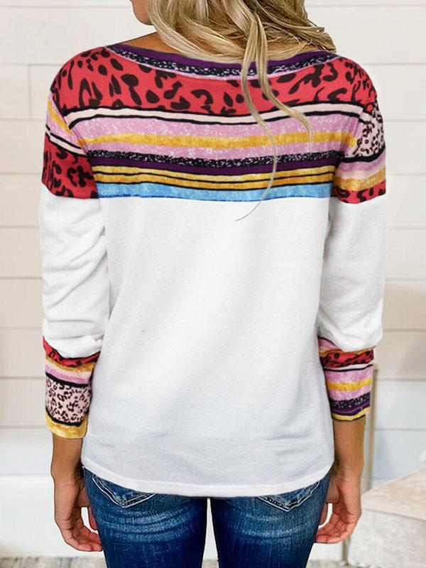 Women's Stripe Printed Long Sleeve Casual Tops