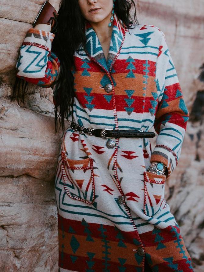 Western Style Printed Cardigan