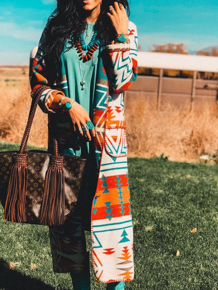 Western Style Printed Cardigan