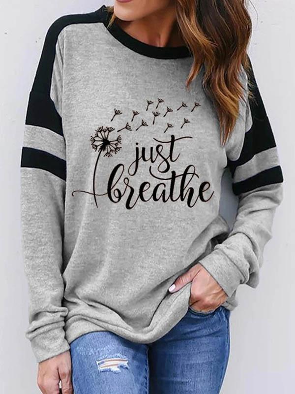 Women's Casual Just Breathe Dandelion Print Top