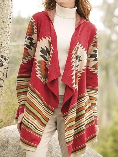 Women's Vintage Western Geometric Print Coats