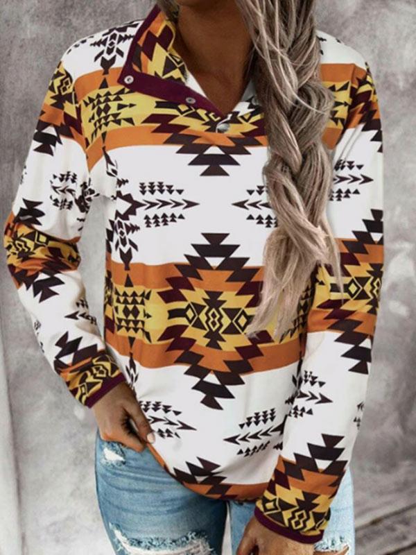 Ladies Western Printed Casual Pullover