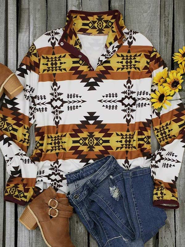 Ladies Western Printed Casual Pullover