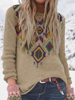 Load image into Gallery viewer, Women&#39;s Vintage Western Geometric Print Sweaters
