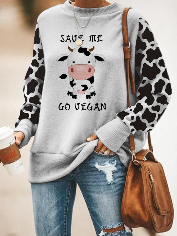 Women's Casual Cow Print Pattern Sweater