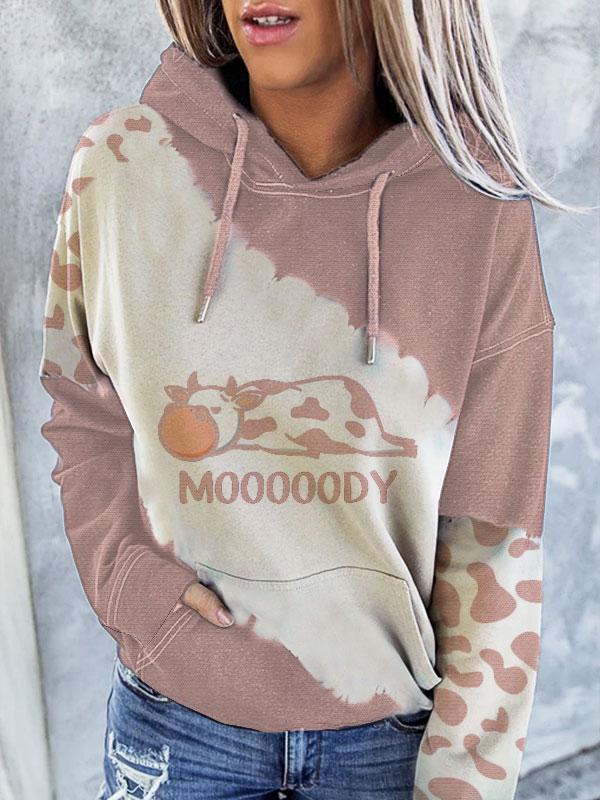 Women's cute cow print hoodie