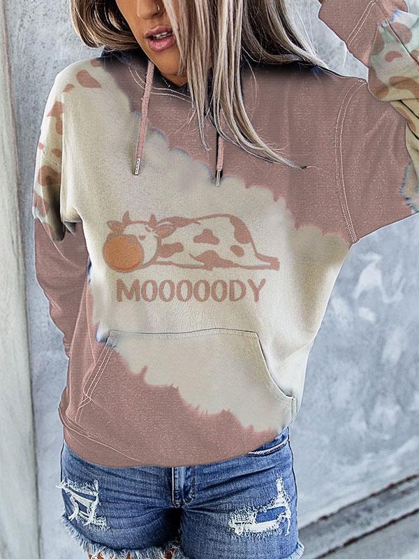 Women's cute cow print hoodie