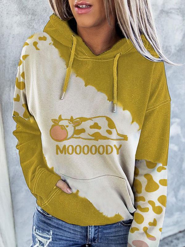 Women's cute cow print hoodie